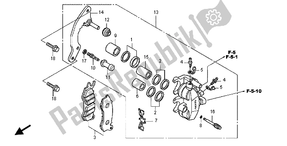Wszystkie części do Zacisk Hamulca Przedniego Honda WW 125 EX2 2012