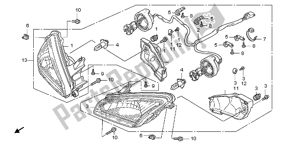 All parts for the Headlight of the Honda TRX 650 FA Fourtrax Rincon 2004