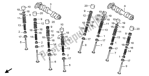 All parts for the Camshaft & Valve (rear) of the Honda VFR 800A 2010