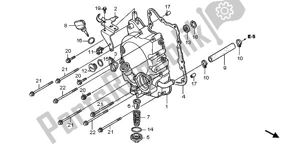Alle onderdelen voor de Rechter Carterdeksel van de Honda FES 125 2010