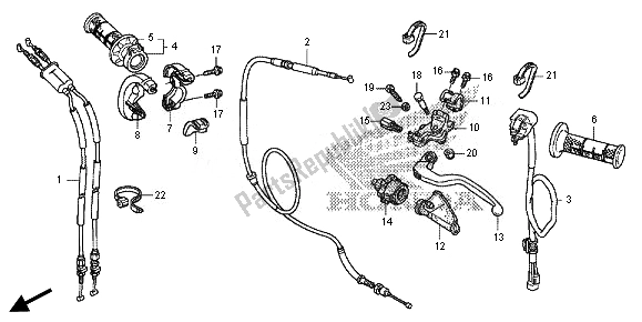 All parts for the Handle Lever - Switch - Cable of the Honda CRF 250R 2014
