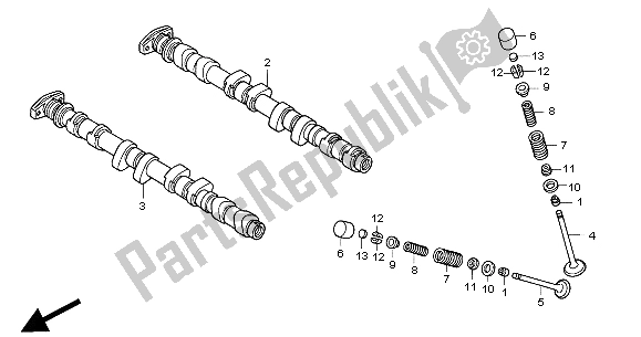 Tutte le parti per il Albero A Camme E Valvola del Honda CBR 1100 XX 2000