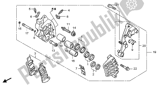 All parts for the R. Front Brake Caliper of the Honda GL 1800 2007