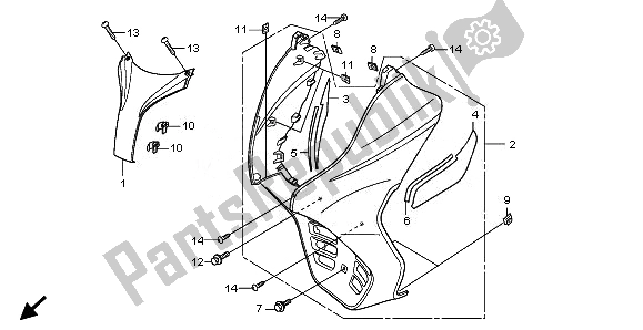 All parts for the Front Cover of the Honda FES 125 2008