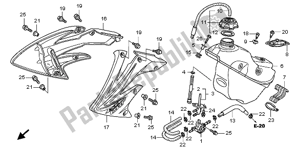 All parts for the Fuel Tank of the Honda CRF 250X 2009