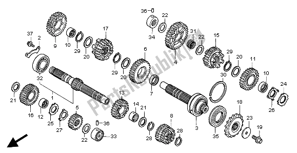 All parts for the Transmission of the Honda XL 1000V 2004