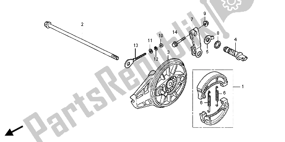 Alle onderdelen voor de Achterrem Paneel van de Honda CRF 70F 2012