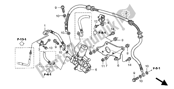 Alle onderdelen voor de Abs-eenheid (voorkant) van de Honda XL 1000 VA 2004