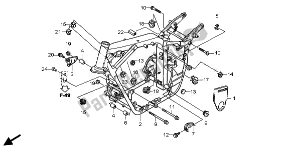 Alle onderdelen voor de Frame Lichaam van de Honda VT 750S 2011