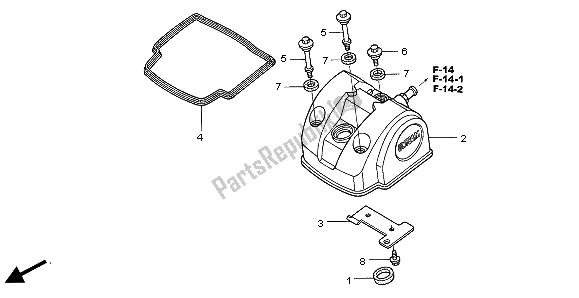 All parts for the Cylinder Head Cover of the Honda CRF 450R 2007