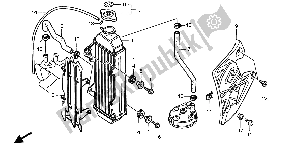 All parts for the Radiator of the Honda CR 80R SW 1996