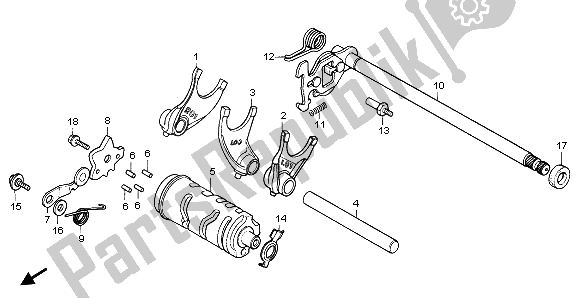 All parts for the Gearshift Drum of the Honda CB 250 1996