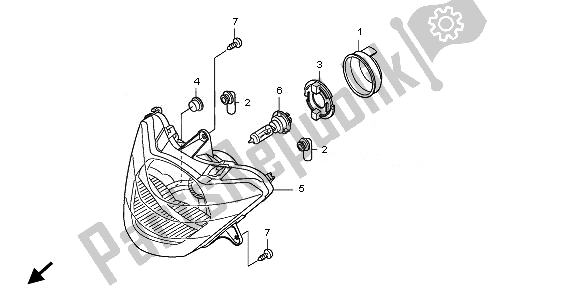 All parts for the Headlight of the Honda SH 150S 2011