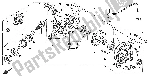 Todas as partes de Engrenagem Final Conduzida do Honda TRX 650 FA Fourtrax Rincon 2005