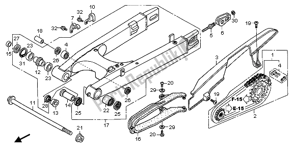 All parts for the Swingarm of the Honda XL 1000V 2007