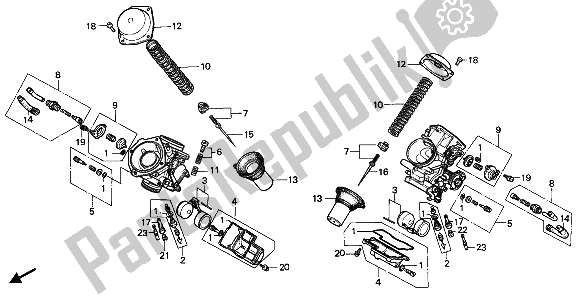 All parts for the Carburetor (component Parts) of the Honda XRV 650 Africa Twin 1988