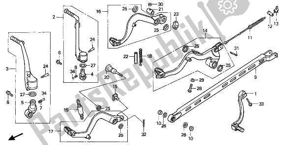 Todas las partes para Cambiar Pedal Y Pedal De Freno Y Brazo De Arranque de Honda CR 125R 1987