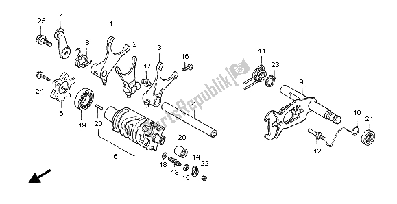 Todas las partes para Tambor De Cambio De Marchas de Honda NX 650 1996