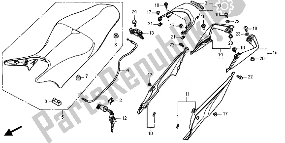 Alle onderdelen voor de Zitting En Achterkap van de Honda VFR 800X 2011