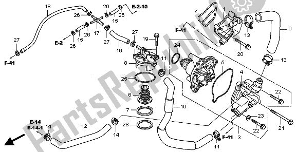 All parts for the Water Pump of the Honda VFR 1200 FD 2011