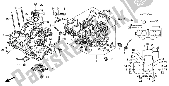 All parts for the Crankcase of the Honda CB 750F2 1994