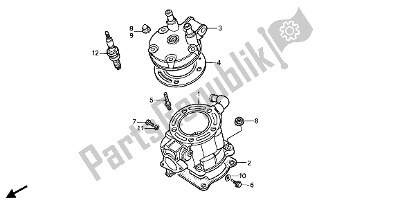 Todas las partes para Cilindro Y Culata de Honda CR 125R 1988