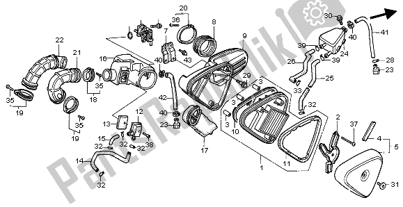 All parts for the Air Cleaner of the Honda VT 600C 1996