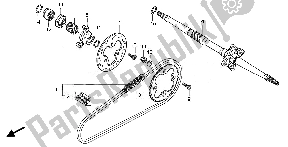 Tutte le parti per il Asse Posteriore E Catena Di Trasmissione del Honda TRX 450 ER 2008