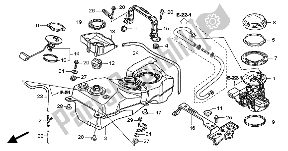 All parts for the Fuel Tank of the Honda GL 1800A 2004