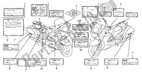 All parts for the Caution Label of the Honda ST 1300 2007