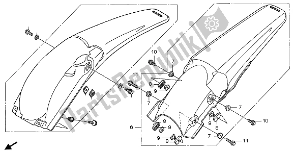 Tutte le parti per il Parafango Posteriore del Honda CRF 250R 2006