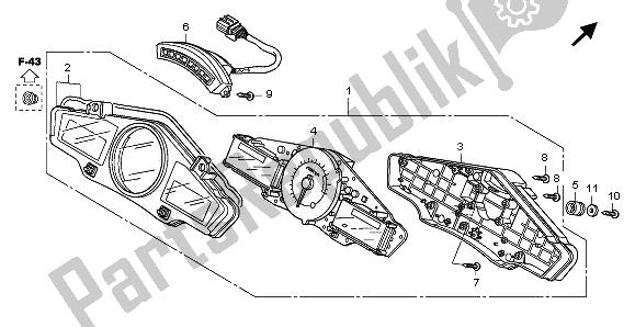 All parts for the Meter (mph) of the Honda CBF 1000F 2010