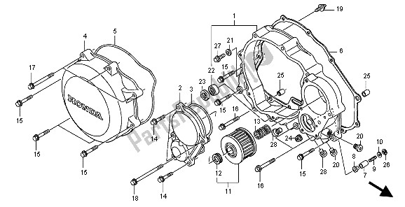 Tutte le parti per il Coperchio Carter Destro del Honda XR 650R 2004