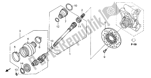 All parts for the Propeller Shaft of the Honda TRX 650 FA Fourtrax Rincon 2004