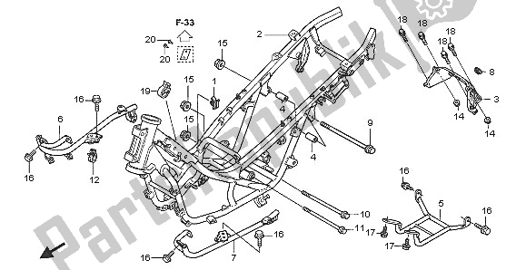 Alle onderdelen voor de Frame Lichaam van de Honda FJS 600A 2005