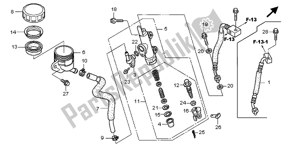 All parts for the Rr. Brake Master Cylinder of the Honda NT 700 VA 2010