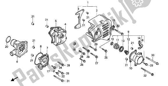 All parts for the Left Cover & Water Pump of the Honda VFR 750F 1989