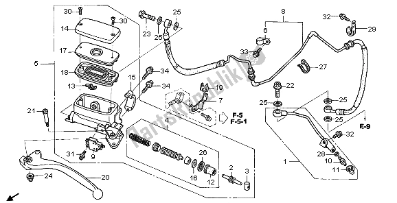 All parts for the Clutch Master Cylinder of the Honda ST 1300A 2007