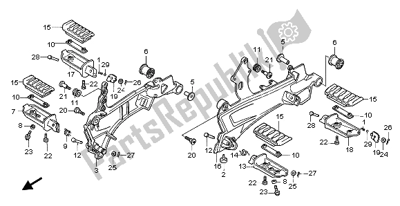 All parts for the Step of the Honda ST 1100 1998