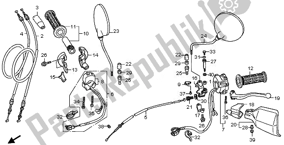 All parts for the Handle Lever & Switch & Cable of the Honda XL 1000V 2008