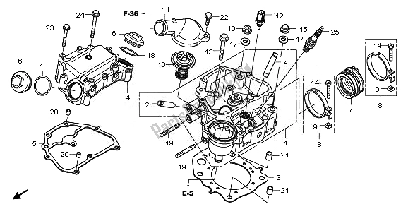 All parts for the Cylinder Head of the Honda TRX 420 FA Fourtrax Rancher AT 2011