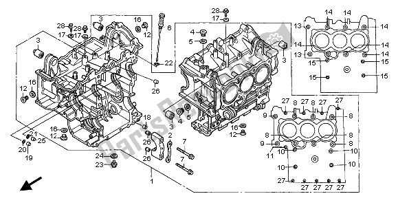 Alle onderdelen voor de Cilinderblok van de Honda GL 1500 SE 1999