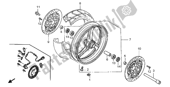 Tutte le parti per il Ruota Anteriore del Honda XL 1000V 2006