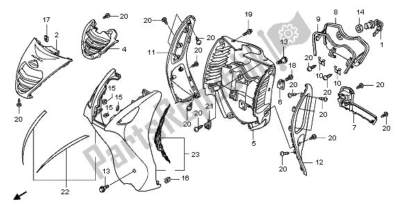 All parts for the Front Cover of the Honda PES 150R 2010