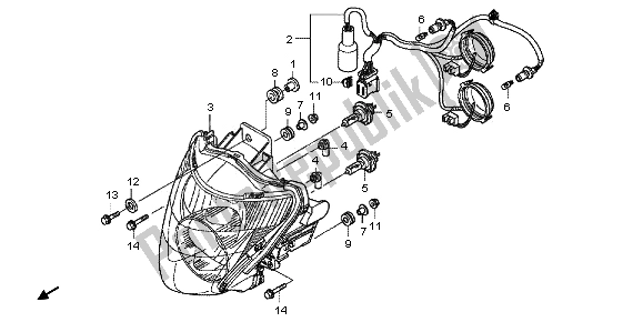 All parts for the Headlight of the Honda VFR 800X 2012