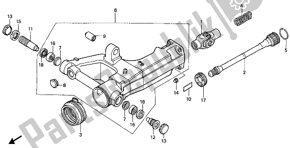 All parts for the Swingarm of the Honda NTV 650 1988