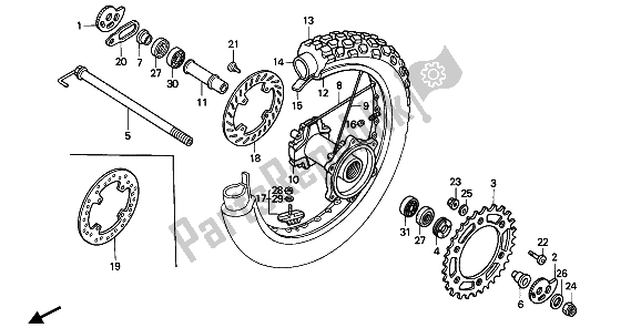 Toutes les pièces pour le Roue Arrière du Honda XR 250R 1990