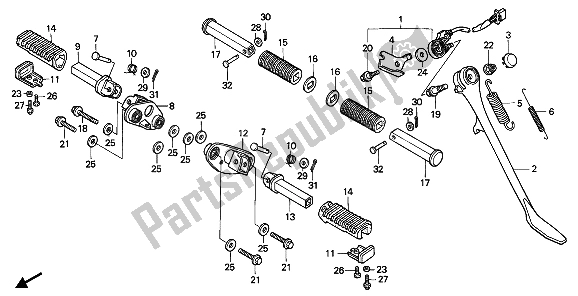 All parts for the Step of the Honda VT 600C 1993