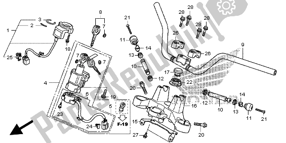 All parts for the Handle Pipe & Top Bridge of the Honda NC 700D 2012