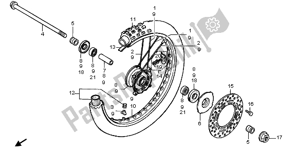 Tutte le parti per il Ruota Anteriore del Honda CR 80 RB LW 1998